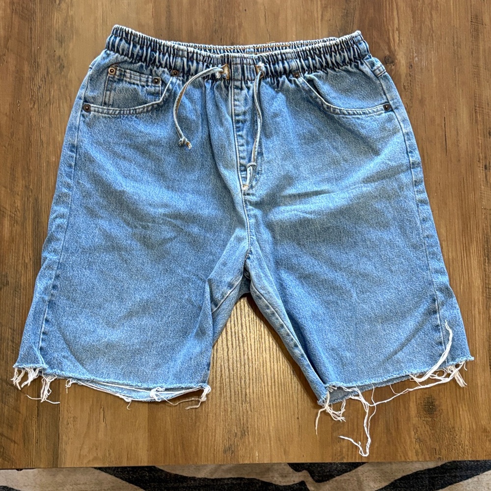 Light Blue Denim Drawstring Shorts